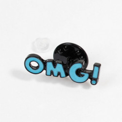 Tie Tac klopy Pin Brože zpráva "OMG! "Black & Blue smalt 24mm (1") x 8mm( 3/8"), 1 kus