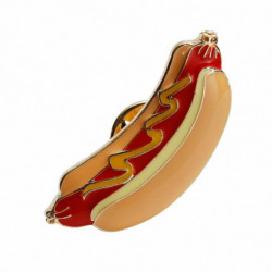 Tie Tac klopě Pin Brože Hot Dog pozlacený vícebarevný smalt 34mm (1 3/8") x 15mm (5/8"), 1 kus