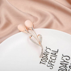 Pin Brože Květina Rose Gold Clear drahokamu 1 kus SH031772