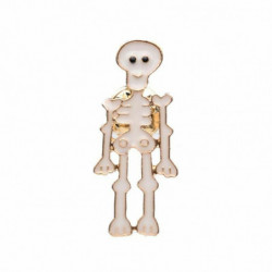 Halloween Pin Brože Skeleton Skull Krémově Bílý Smalt 1 Kus