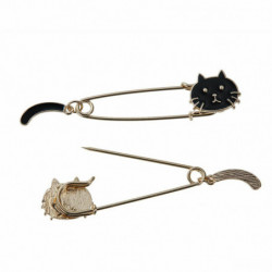 Pin Brože Cat pozlacený černý smalt 95 mm (3 6/8") x 18 mm (6/8"), 1 kus