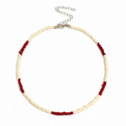 Sklo Boho Chic Bohemia Beaded Choker Náhrdelník Červený 35cm(13 6/8") dlouhý, 1 kus