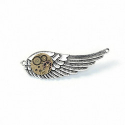 Steampunk Pin Brože křídlo Gear Antique Silver starožitný bronz 80mm (3 1/8") x 26mm (1"), 1 kus