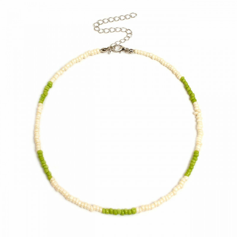 Sklo Boho Chic Bohemia Beaded Choker Náhrdelník Olivový zelený 35cm(13 6/8") dlouhý, 1 kus