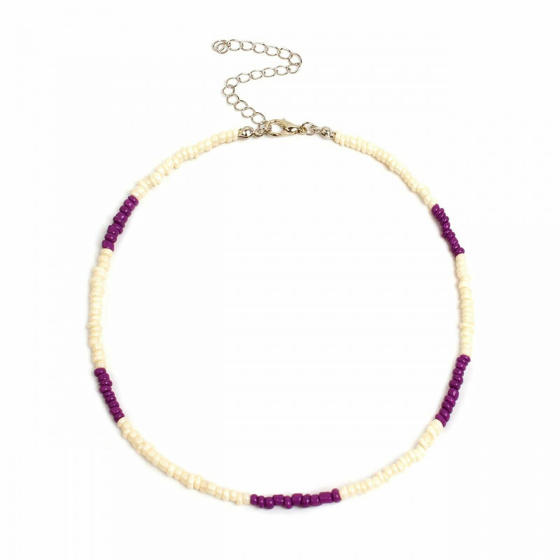 Sklo Boho Chic Bohemia Beaded Choker Náhrdelník Purple 35cm(13 6/8") dlouhý, 1 kus