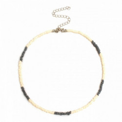 Sklo Boho Chic Bohemia Beaded Choker Náhrdelník šedý 35cm(13 6/8") dlouhý, 1 kus