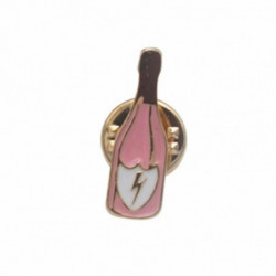 Pin Brože láhev pozlacená Růžová 24mm x 8mm 1 kus