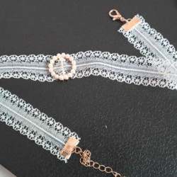 Lace Choker Náhrdelník bílý kruh Imitace prsten Pearl 30cm(11 6/8") dlouhý, 1 kus