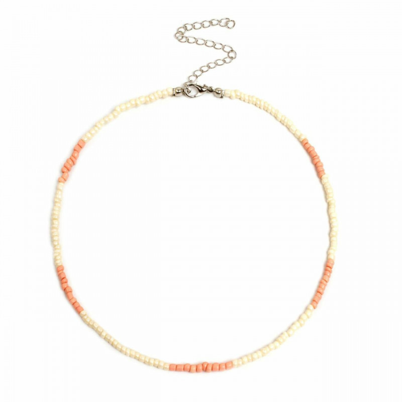 Sklo Boho Chic Bohemia Beaded Choker Náhrdelník Růžový 35cm(13 6/8") dlouhý, 1 kus