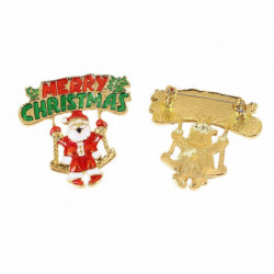 Pin Brože Vánoční Santa Claus pozlacené červené a zelené smalt 43mm (1 6/8") x 42mm (1 5/8"), 1 kus