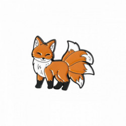 Pin Brože Fox Animal White & Orange smalt 28mm x 20mm 1 kus