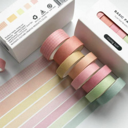 Multicolor-8ks / Box Retro Grid jednobarevná základní dekorace Washi Tape Set DIY zápisníku roztomilý nálepka Kawaii maskovací