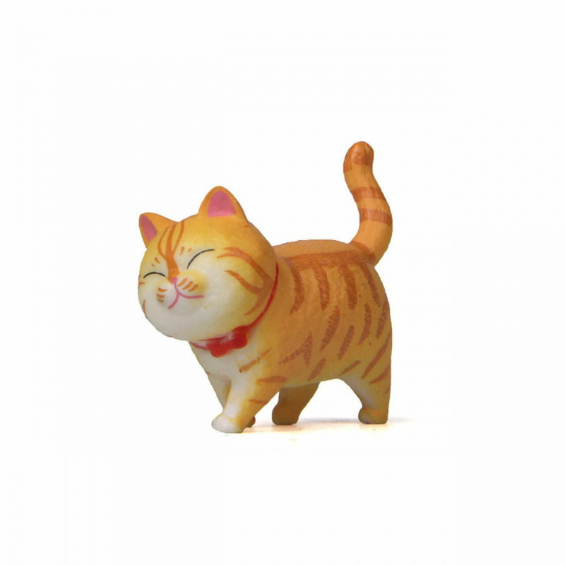 Žlutá - Druhá generace PVC Cute Cat Ornaments Domácí krajina Miniaturní dekorace 4.1x4.6cm 1 kus G436654