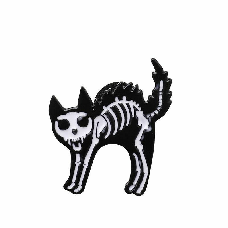 Halloween Pin Brože kočka zvíře Black & White smalt 1 kus SH006684