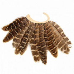 Ušní náušnice Clip Na Stud Wrap Náušnice Gold Plated Brown Feather 19.5cm x 12.7cm 1 kus