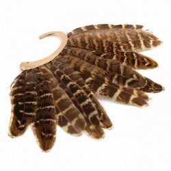 Ušní náušnice Clip Na Stud Wrap Náušnice Gold Plated Brown Feather 19.5cm x 12.7cm 1 kus