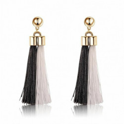 Boho Chic Bohemia Tassel náušnice bílá a šedá 9, 8 cm x 3, 5 cm 1 pár