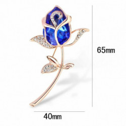 Pin brože Rose Flower Royal Blue Clear drahokamu 65mm x 40mm 1 kus