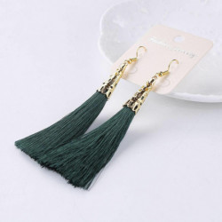 Náušnice Tassel Gold Plated Dark Green 9.8cm(3 7/8"), Post / Wire Velikost: (21 měřítko), 1 pár