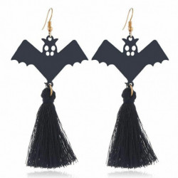 Náušnice Black Halloween Bat zvíře Střapec 90mm 1 pár