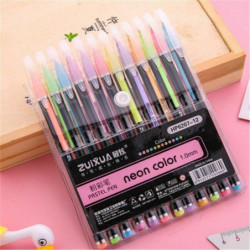 Multicolor-12pcs Plastic 1mm Pastel Neon Color Student Graffiti Painting Gel Pen DIY zápisníku kreslení značení 15. 5x12. 5cm 1