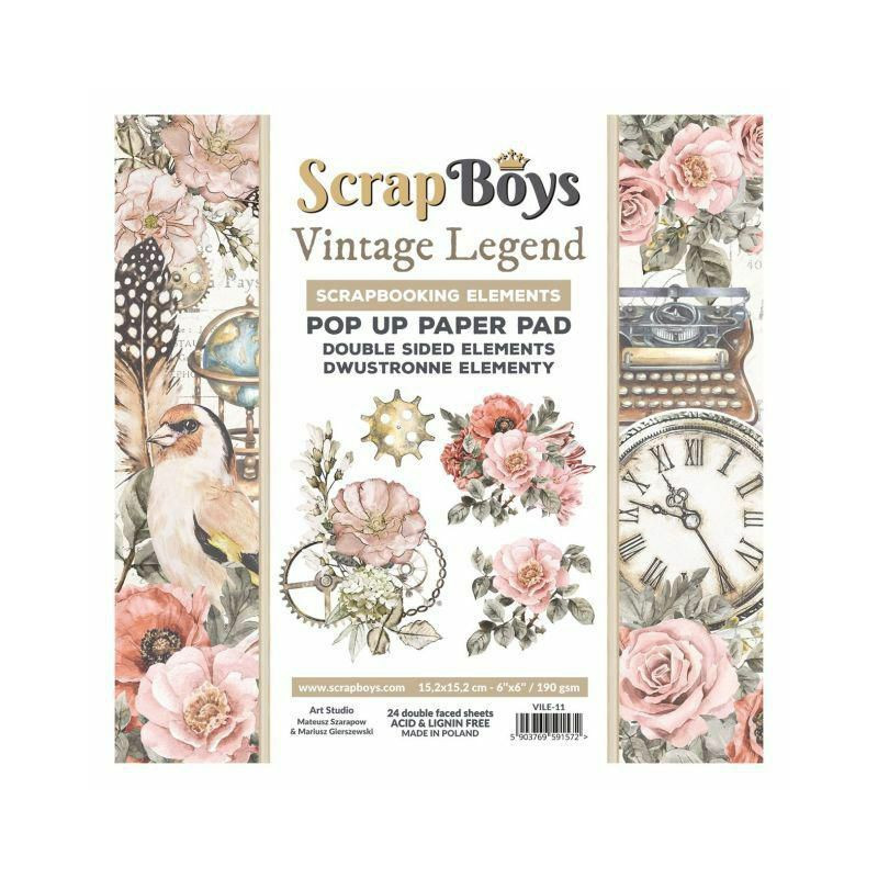 ScrapBoys Sada oboustranných papírů 15, 2x15, 2cm Vintage Legend pop up (24ks), , papíry jednobarevné, scrapbooking