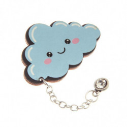 Dřevěná značka s řetězem a rhinestone "Smile and Shine", cloud brooches šperky