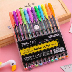 Multicolor-12pcs 1mm Neon Student Graffiti Gel Pen DIY zápisníku kreslení značení 15. 5x12. 5cm 1 Box