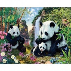 Diamantové malování - PANDA S RODINKOU bez rámu 40 x 50 cm fa_dp-1171