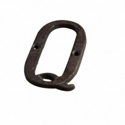 Černá - Letter Q Wrought Iron Creative DIY Dveřní deska Domácí příslušenství 4.5x7.5cm 1 kus