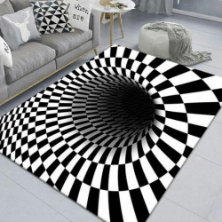 Bílá a černá - 60x90cm 1 3D optická iluze síť Vortex tištěný polyester obdélníkový koberec plochý koberec domácí textilní