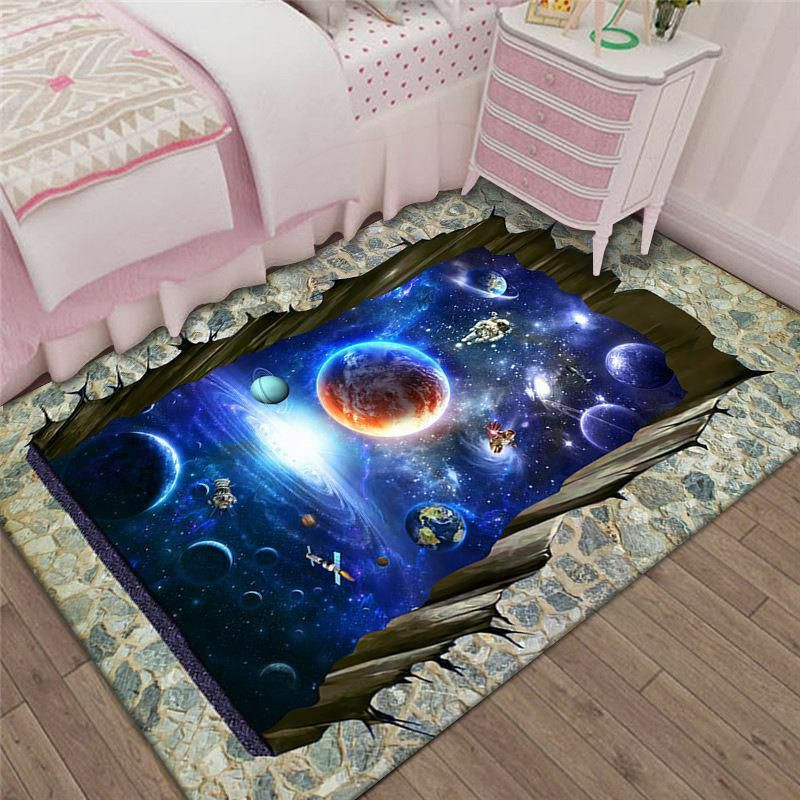 Multicolor - 40x60cm 16 3D Optical Illusion Universe Planet Tisknutý Polyester Obdélníkový Koberec Oblast Rug Domácí textilní