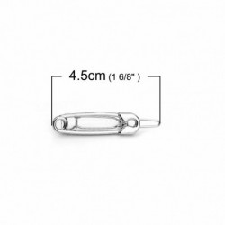 Sponky do vlasů nálezy Pin stříbrný tón 45mm x 9mm 3 ks