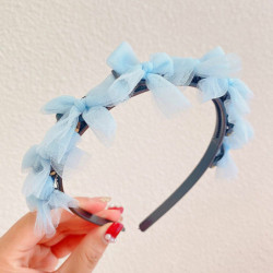 Akrylové a pryskyřice Dětské Headband Hair Hoop Braided Účes Modrá Bowknot Lace 11cm Dia., 1 kus