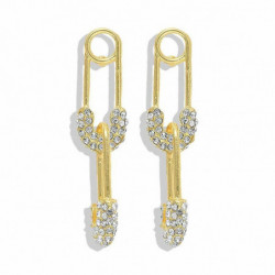 Náušnice Zlato Plátěné Pin Clear Rhinestone 5.1cm x 1cm 1 Pair