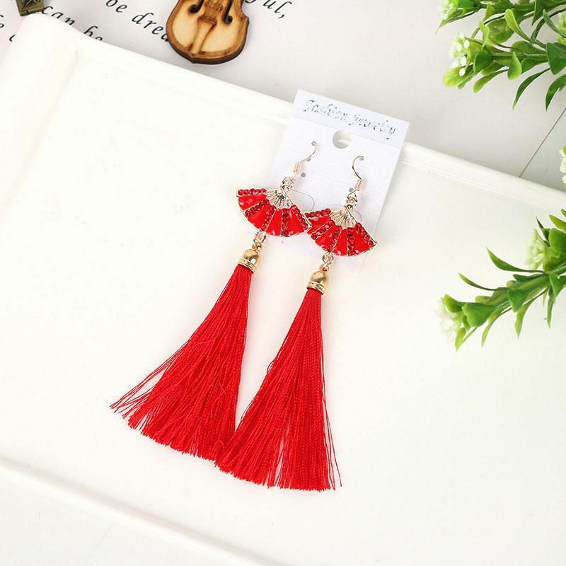 Náušnice Tassel Red Fan-shaped 1 Pair