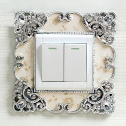 Stříbrný tón - evropský styl Lace Light Switch nástěnné nálepky Decals DIY Art Home Decoration 1 kus G433249