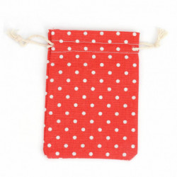 Bavlněná tkanina Drawstring Bags Rectangle Red Dot (Použitelný prostor: Přibližně 11x10cm) 14cm(5 4/8") x 10cm(3 7/8"), 5 ks