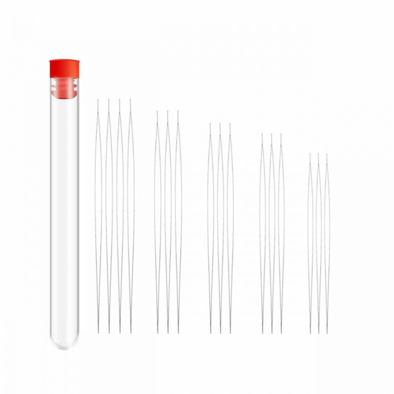 Železná slitina 5 velikostí Big Eye Beading Needles Set pro výrobu šperků s jehlou láhev stříbrný tón 15cm x 1, 3cm 1 Set ( 16