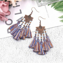 Polyester Boho Chic Tassel Náušnice Antický měděný modrý trojúhelník 95mm(3 6/8") x 22mm( 7/8"), 1 pár