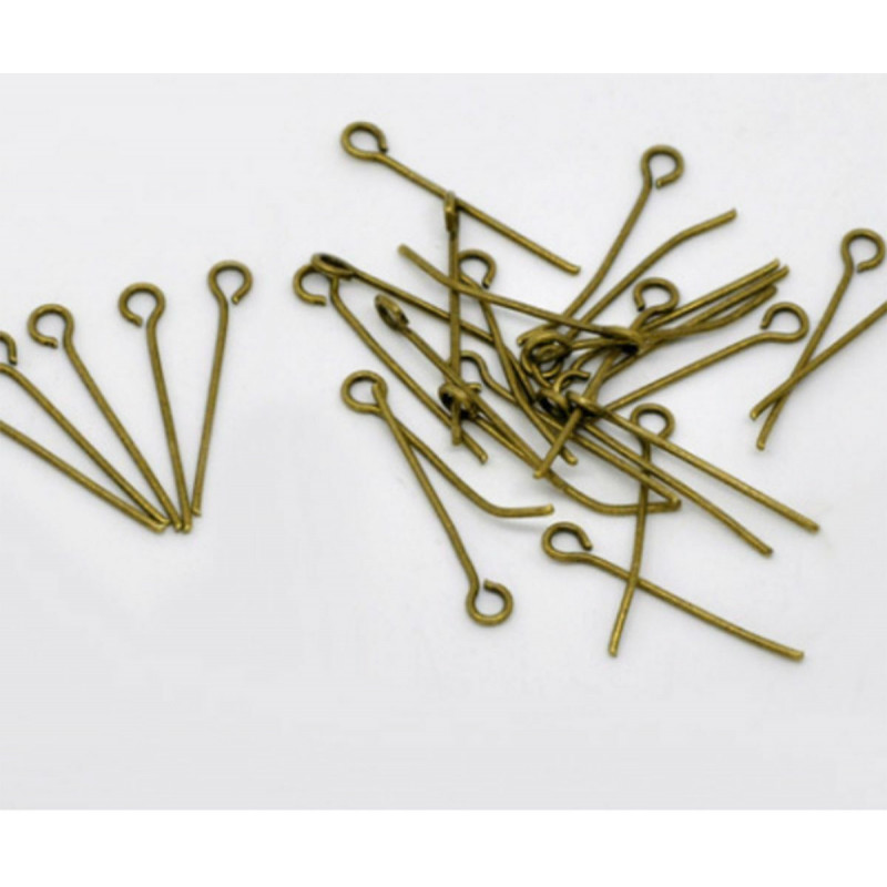 100pcs Antické bronzové oční hlavy Pins Pins pro závěsný náhrdelník šperky kovové nálezy Lead Free Metal 20mm x 0 7mm