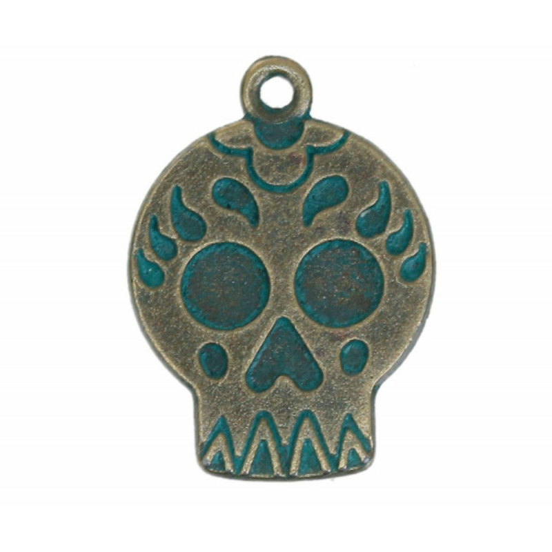 4ks Turquoise Green Patina Charms Halloween lebka kostra šperky najít antické bronz 22mm x 16mm