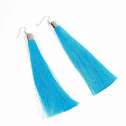 Polyesterové náušnice Tassel Silver Tone Blue 13.5cm(5 3/8"), Post/Wire Velikost: (21 měřítka), 1 pár