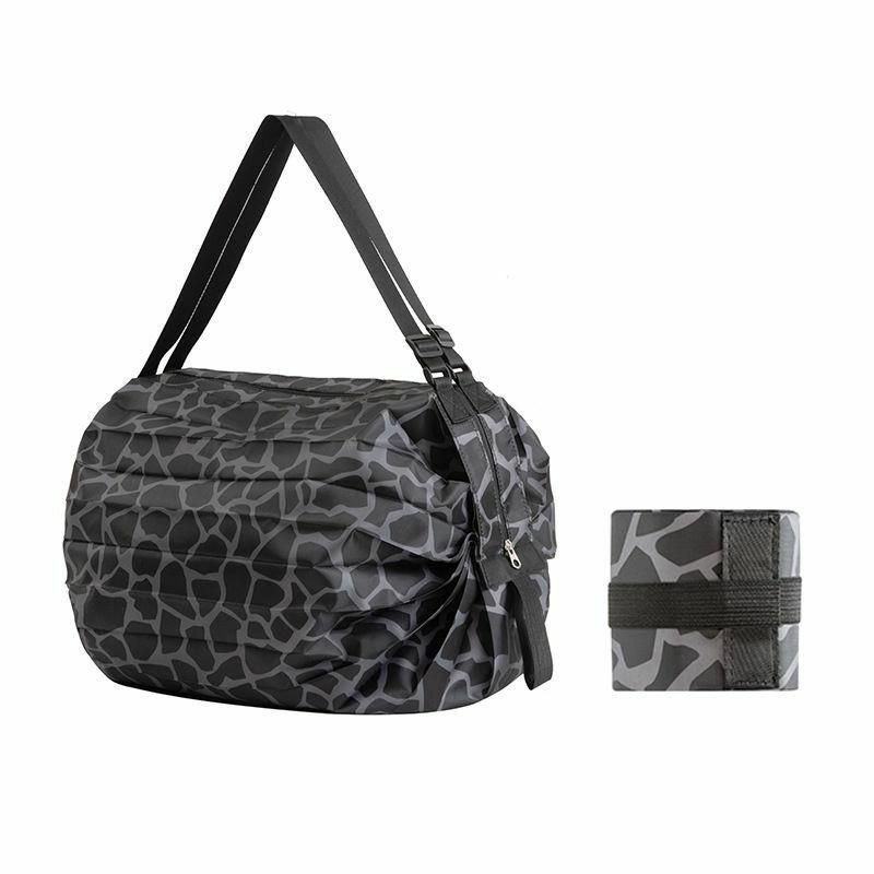 Černá - Leopard Nylon Travel skládací přenosná nákupní taška 40x40cm 1 kus