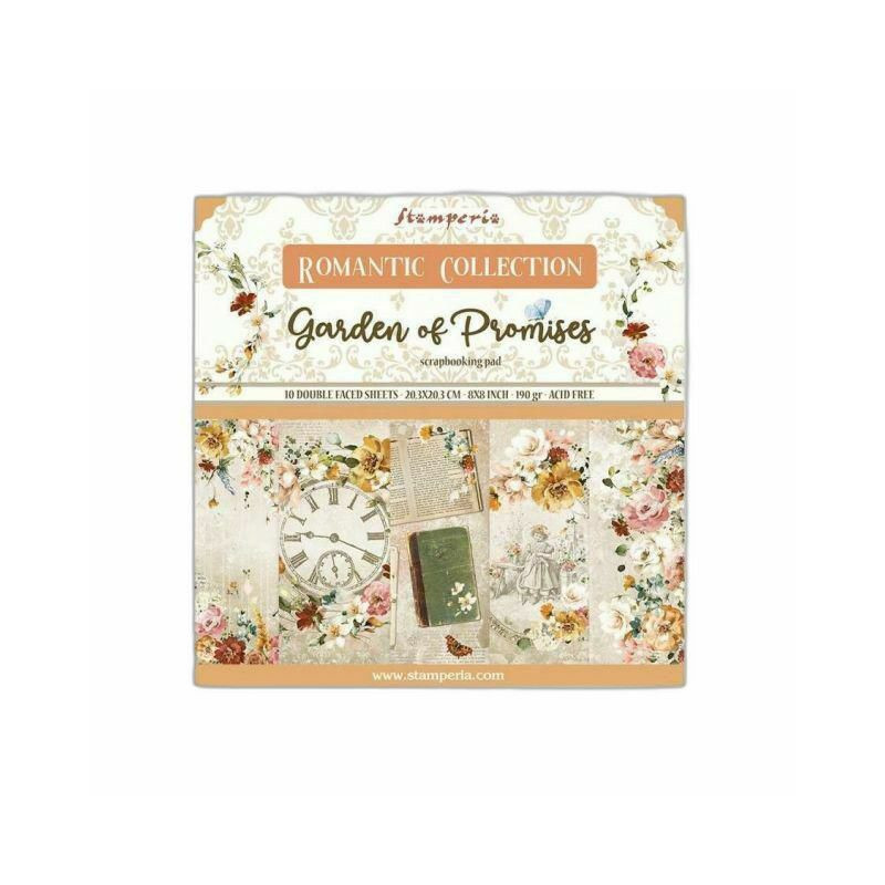 Stamperia Sada oboustranných papírů 20x20cm Garden of Promises (10ks), , papíry jednobarevné, scrapbooking