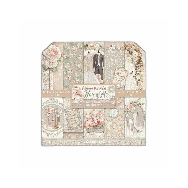 Stamperia Sada oboustranných papírů 30x30cm Svatba You and Me (10ks), , papíry sady potiskem scrapbooking