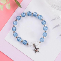 Skleněné náramky Delikátní náramky Beaded Bracelet Blue Pentagram Star 25cm(9 7/8") dlouhé - 14cm(5 4/8"), 1 kus