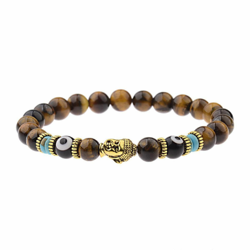 Dainty náramky Delikátní náramky Beaded Bracelet Brown Round Buddha Statue Elastic 19cm(7 4/8") dlouhý, 1 kus