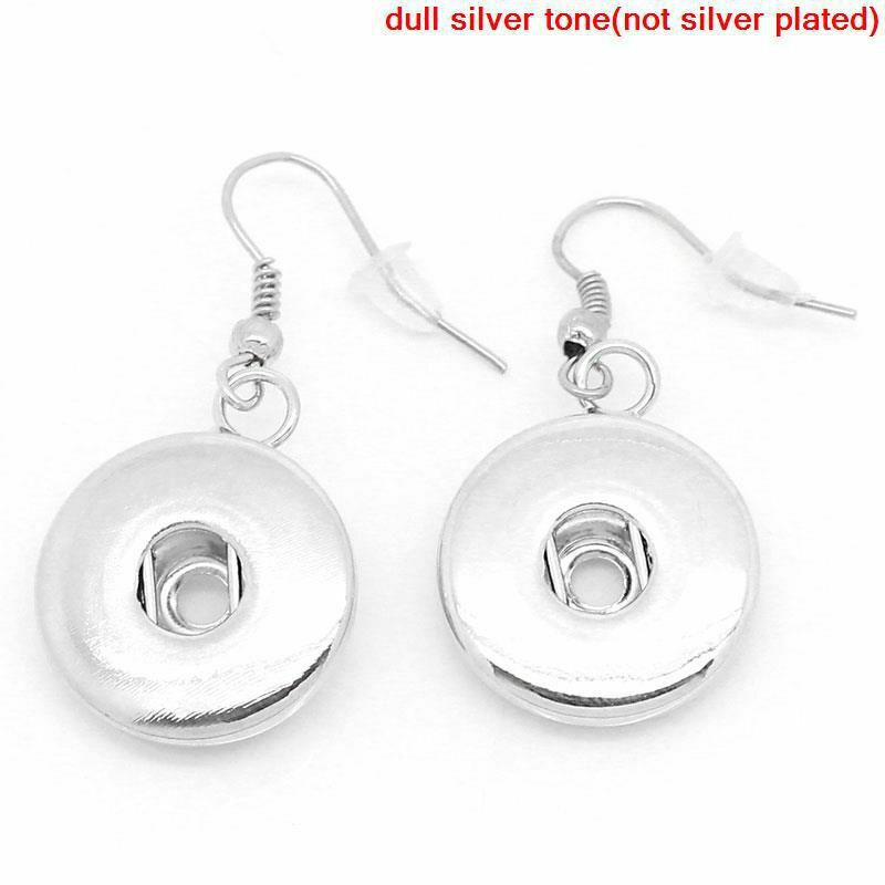 Šperky Snap tlačítko náušnice Silver Tone W/Loop & Stoppers Fit 18mm/20mm Snap tlačítka 37mm x 19mm(1 4/8"x 6/8"), Velikost