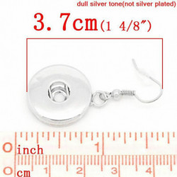 Šperky Snap tlačítko náušnice Silver Tone W/Loop & Stoppers Fit 18mm/20mm Snap tlačítka 37mm x 19mm(1 4/8"x 6/8"), Velikost